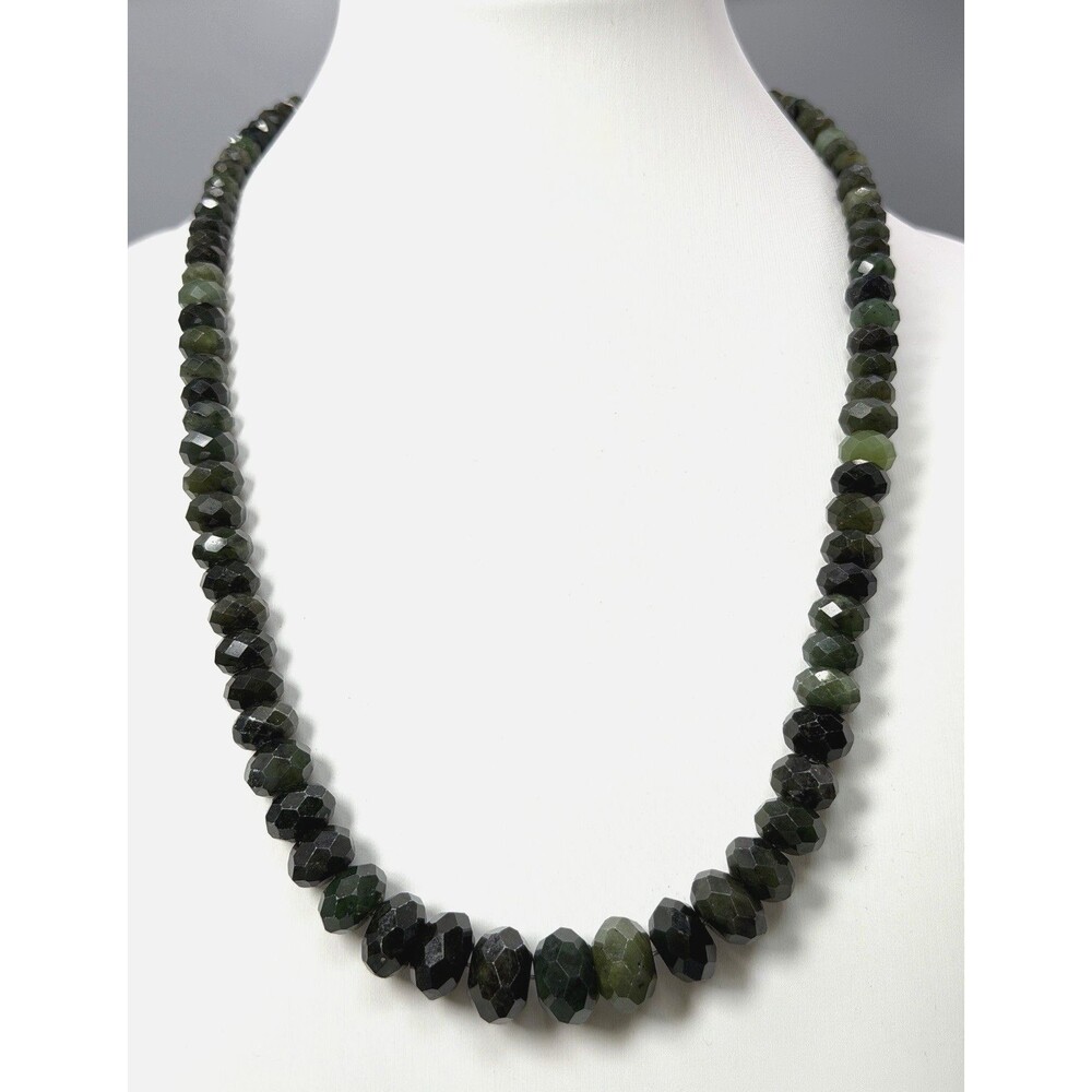 Jay King Natural Pakistan Nephrite Jade Faceted 925 Sterling Silver Necklace
